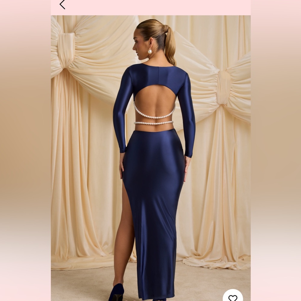 Pearl detail cut out maxi dress